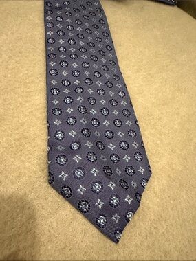 Massimo Bizzocchi Textured Navy Medallion Men's Silk Tie